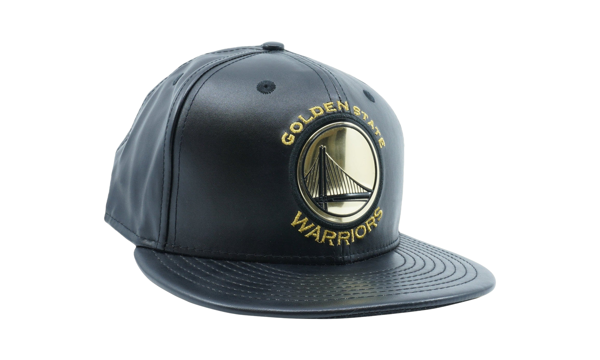 59FIFTY Golden State Warriors Team Beveled Fitted Hat Black Leather / Gold - Logo NE601