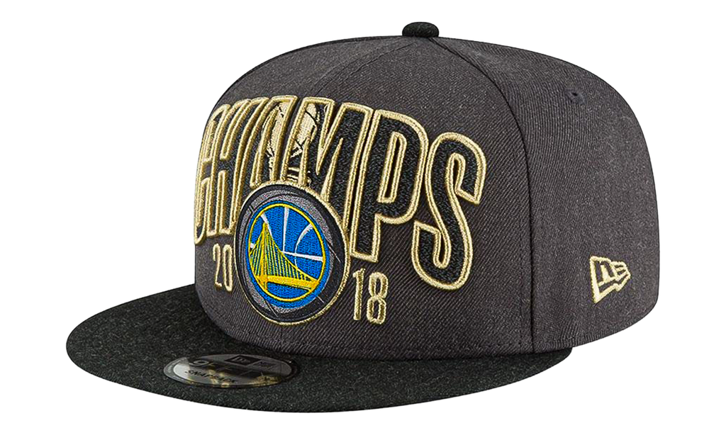 9FIFTY Golden State Warriors 2018 Finals Locker Room Snapback Hat Charcoal / Black - Brim / Grey Trophy - Under Brim NE692