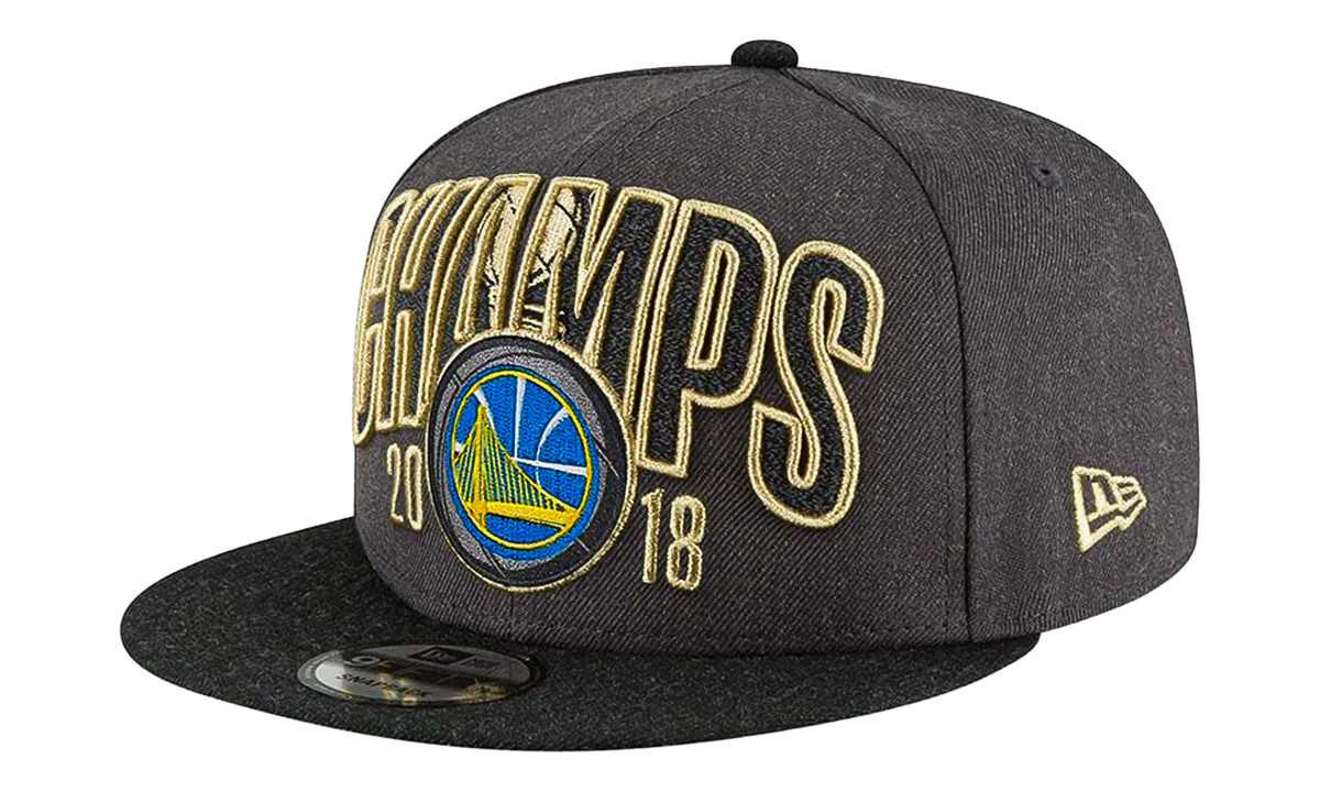 9FIFTY Golden State Warriors 2018 Finals Locker Room Snapback Hat Charcoal / Black - Brim / Grey Trophy - Under Brim NE692