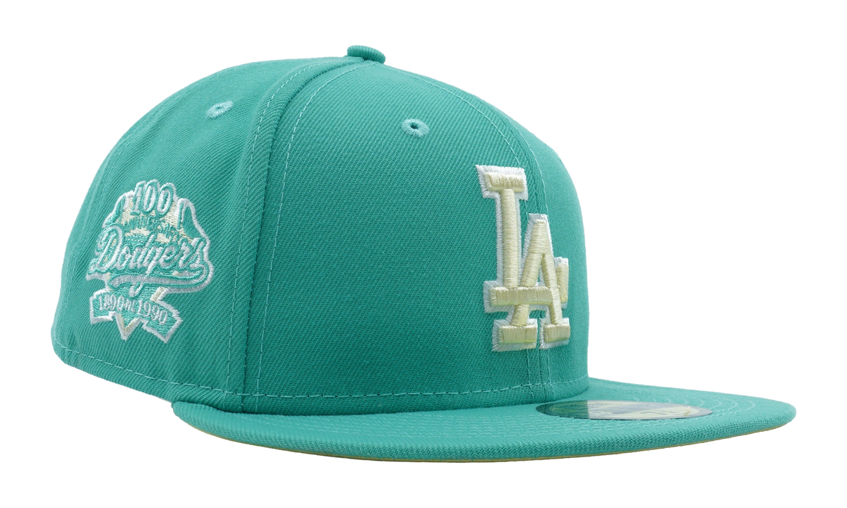 59FIFTY Los Angeles Dodgers 100th Anniversary Fitted Hat Clear Mint / Yellow - Under Brim NE1076