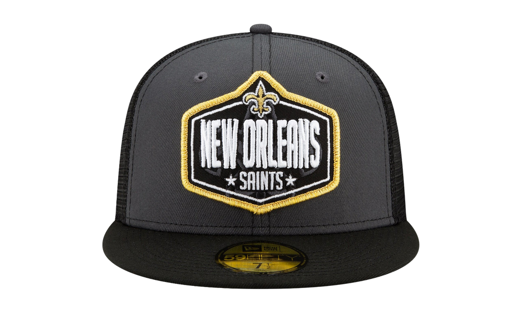 59FIFTY New Orleans Saints 2021 Draft Fitted Hat Graphite and Black / Black - Brim NE787