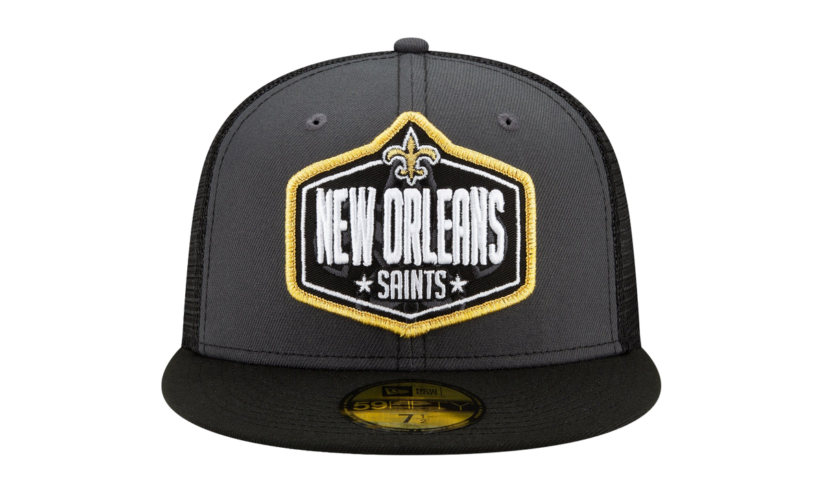 59FIFTY New Orleans Saints 2021 Draft Fitted Hat Graphite and Black / Black - Brim NE787