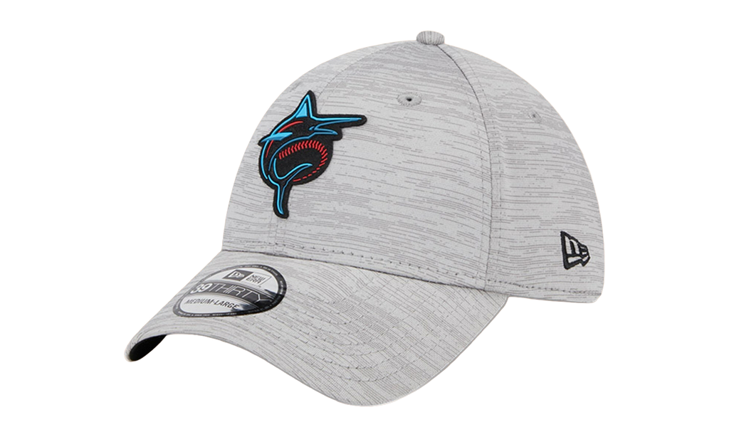 39THIRTY Miami Marlins Clubhouse Flex Fit Hat Heather Grey / Black - Brim NE857