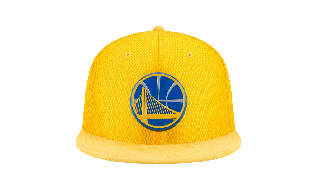 9FIFTY Golden State Warriors On-Court Snapback Hat Yellow / Blue GSW Logo - Under Brim NE635
