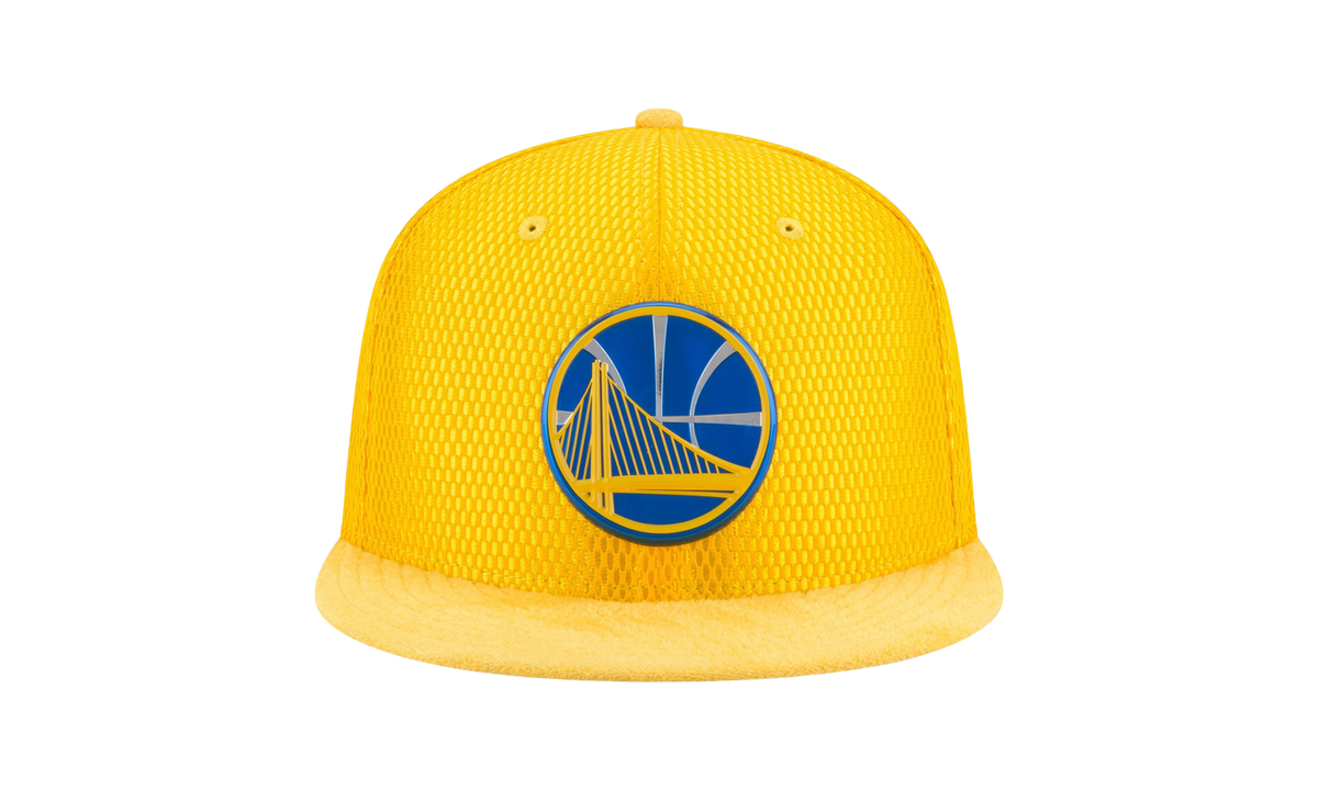 9FIFTY Golden State Warriors On-Court Snapback Hat Yellow / Blue GSW Logo - Under Brim NE635