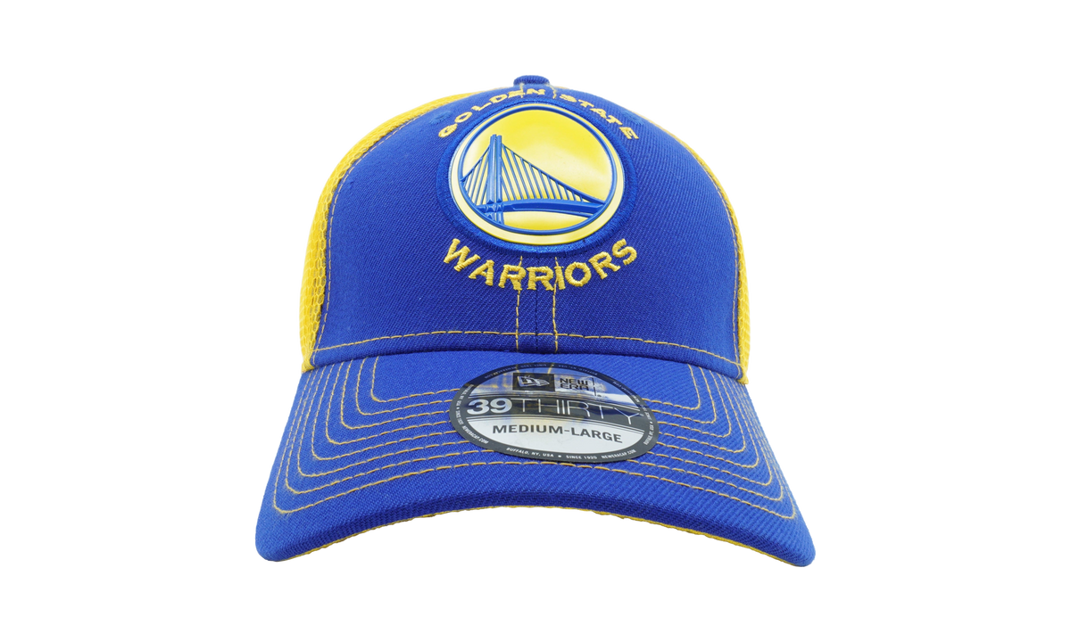 39THIRTY Golden State Warriors Fan Mesh Fitted Hat Blue and Yellow | Yellow - Under Brim NE685