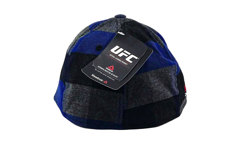 UFC Buffalo Plaid Flannel FVF Flex Hat Blue / Grey / Black M850Z 003 UUFC