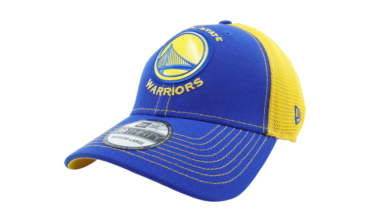 39THIRTY Golden State Warriors Fan Mesh Fitted Hat Blue and Yellow | Yellow - Under Brim NE685