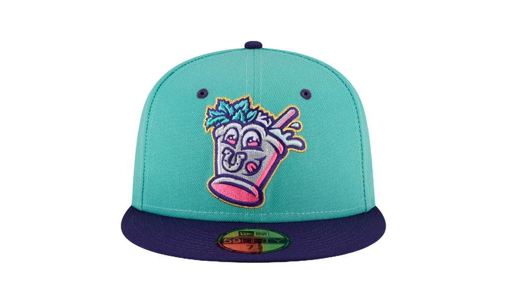 59FIFTY Louisville Bats Mint Julep Theme Night Fitted Hat Teal / Purple - Brim NE773