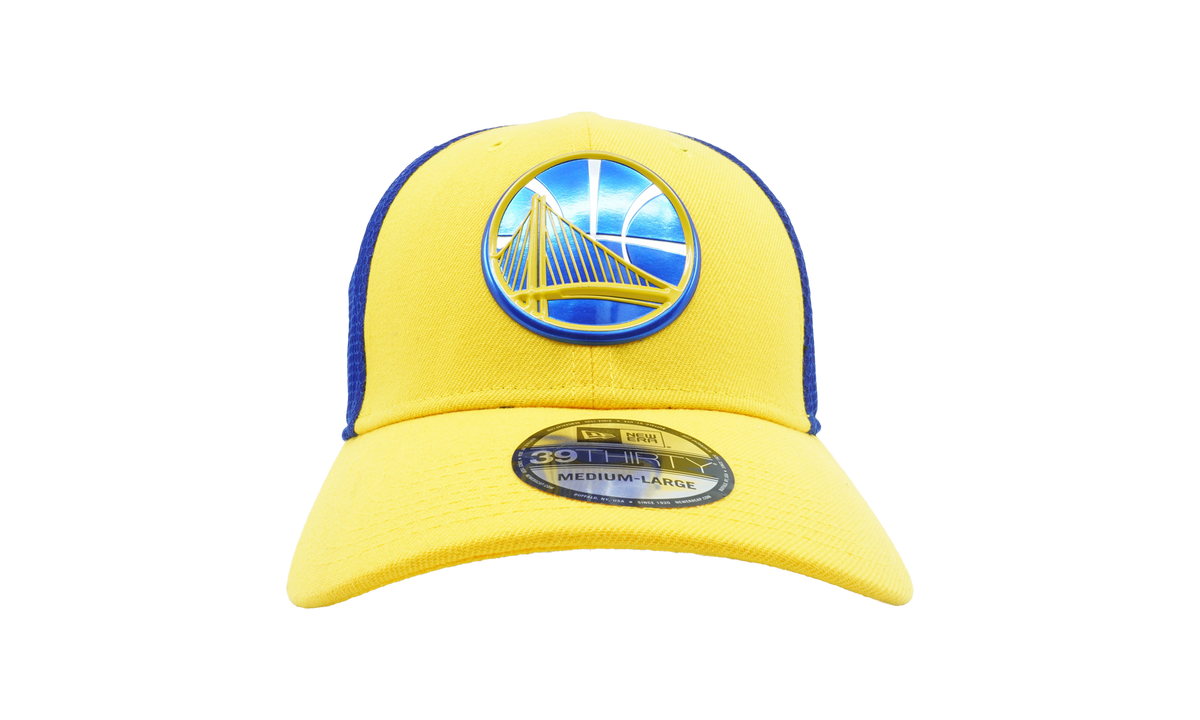 39THIRTY Golden State Warriors On The Court Stretch Fit Hat Yellow / Blue NE638