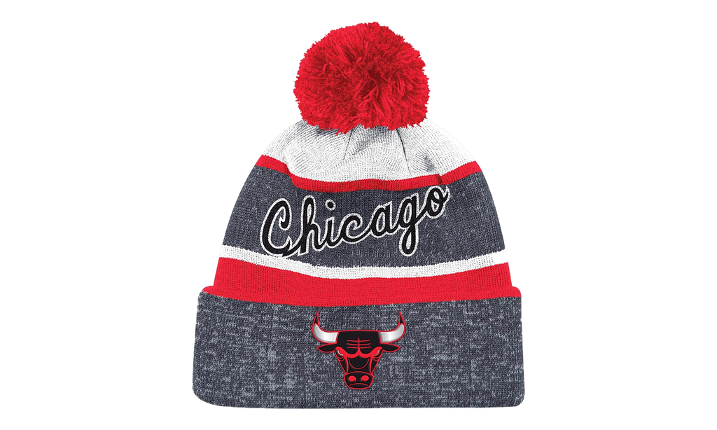Stripe Pom Knit Beanie Chicago Bulls Grey BH48B3 GRY