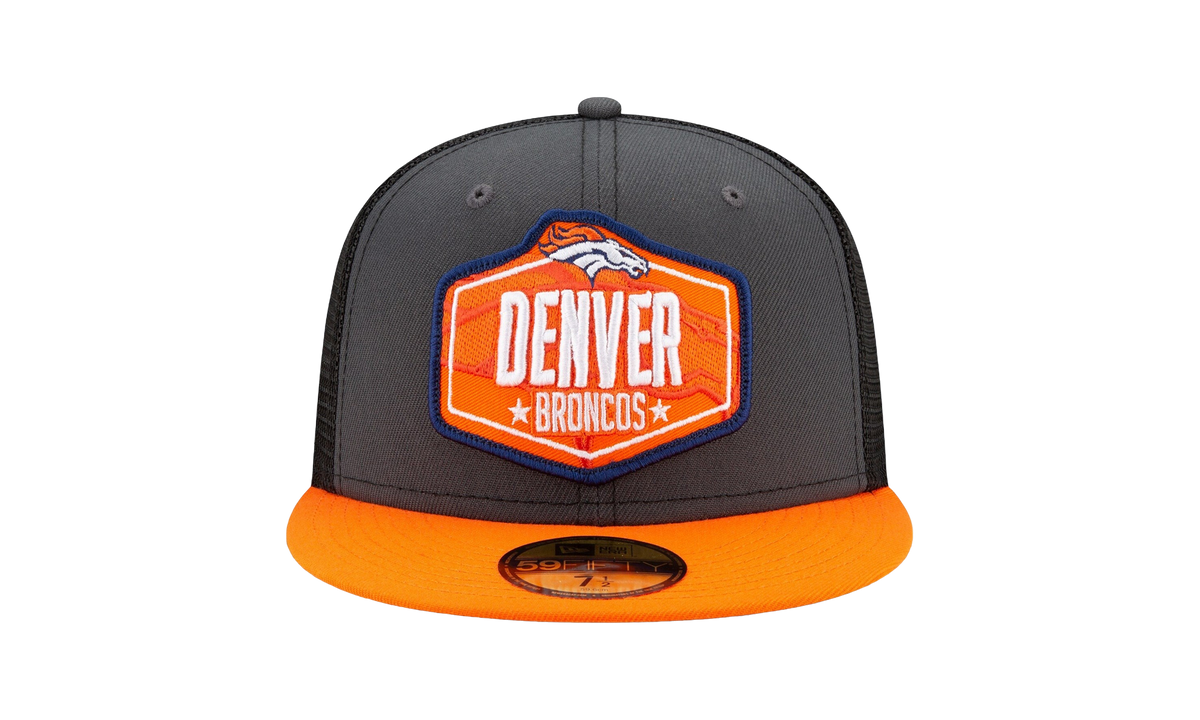 59FIFTY Denver Broncos 2021 Draft Authentic Fitted Hat Graphite / Orange - Visor NE782