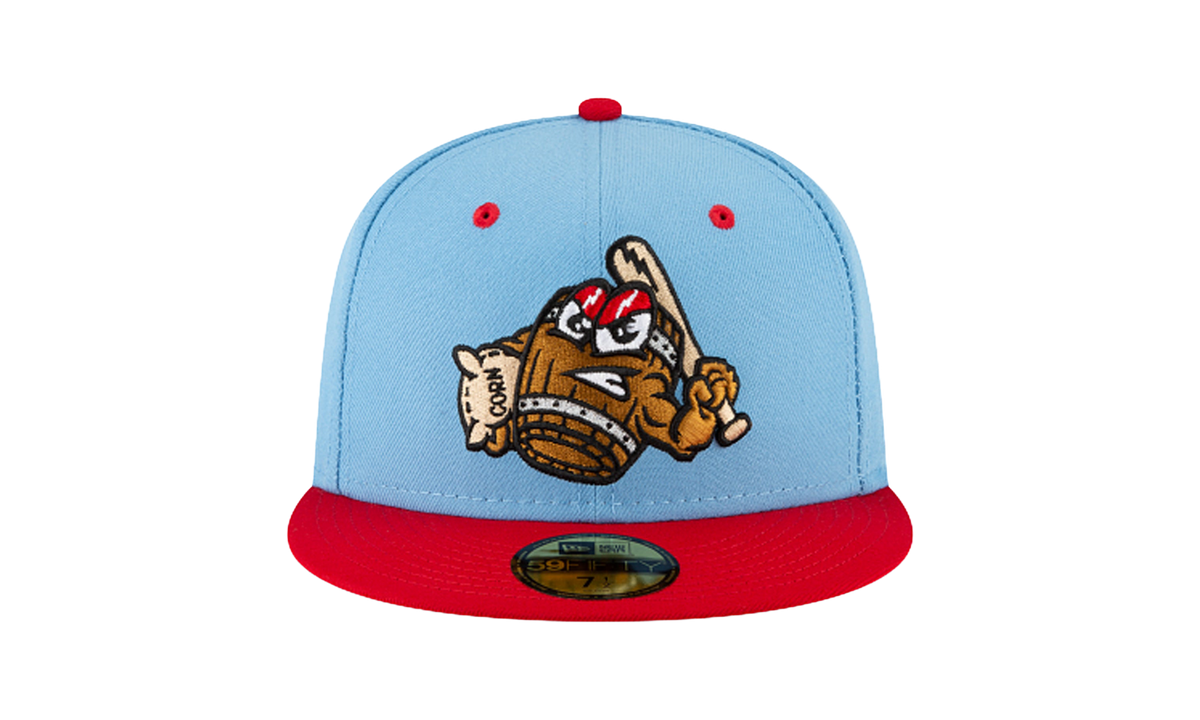 59FIFTY Louisville Bats Mashers Theme Night Fitted Hat Sky Blue / Red - Brim NE776