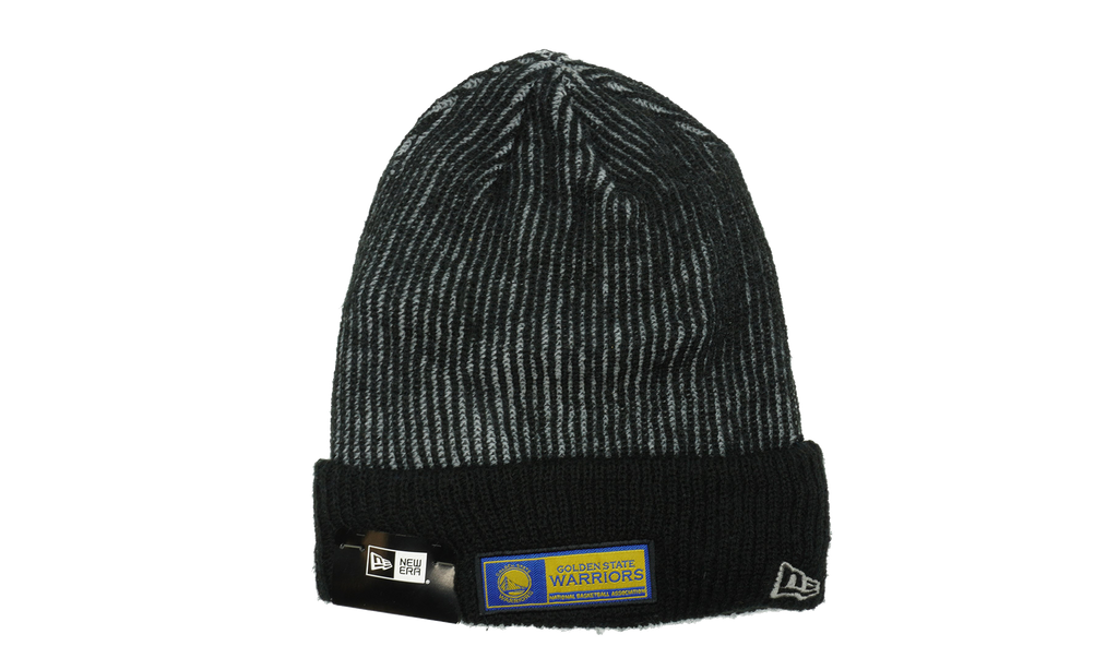 Golden State Warriors Tech Knit Beanie Black and Gray Stripes / Black Cuff NE1134