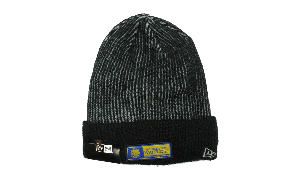 Golden State Warriors Tech Knit Beanie Black and Gray Stripes / Black Cuff NE1134