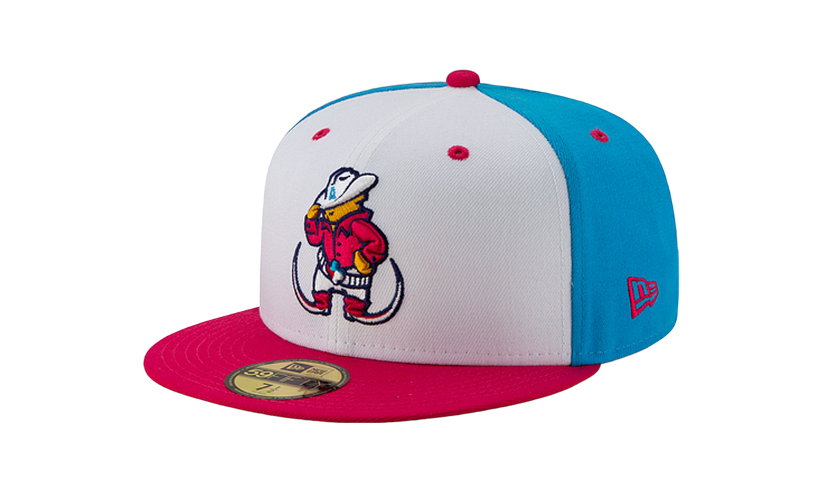 59FIFTY Amarillo Theme Night Amarillo Sod Poodles 'Pointy Botas' Fitted Hat White and Sky Blue / Hot Pink - Brim NE747