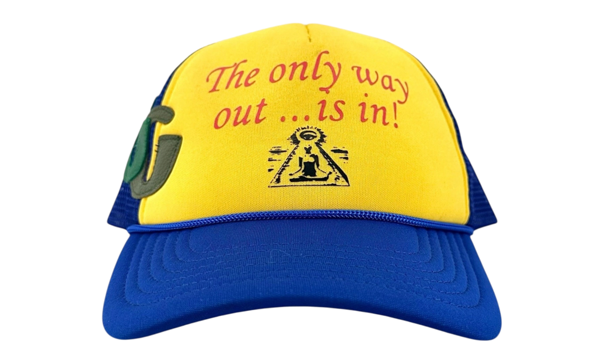 Only Way Out Trucker Hat Blue Yellow GD108