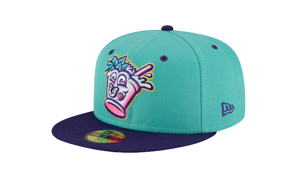 59FIFTY Louisville Bats Mint Julep Theme Night Fitted Hat Teal / Purple - Brim NE773