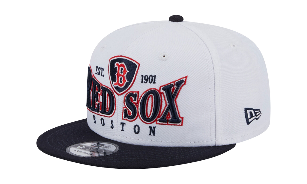 9FIFTY Boston Red Sox Crest Stack Snapback Hat White / Navy - Brim NE877