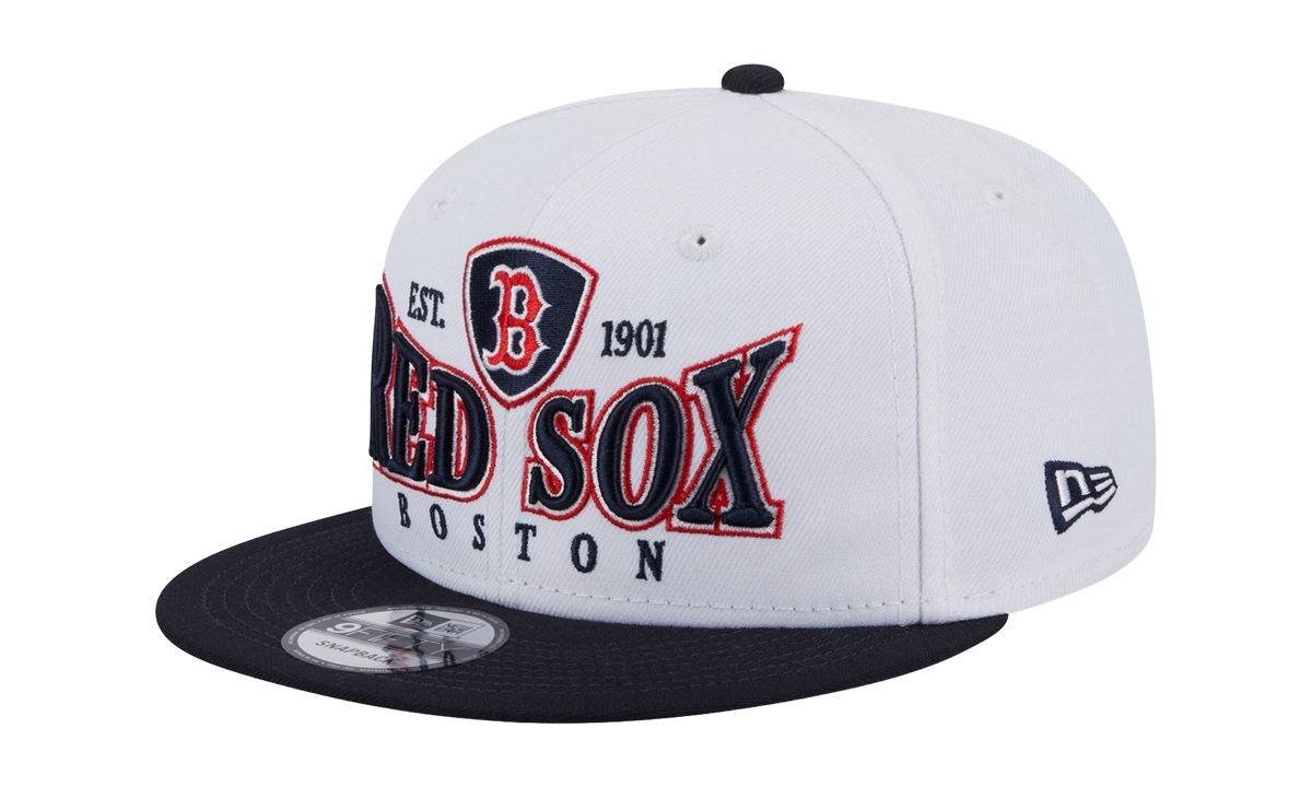 9FIFTY Boston Red Sox Crest Stack Snapback Hat White / Navy - Brim NE877