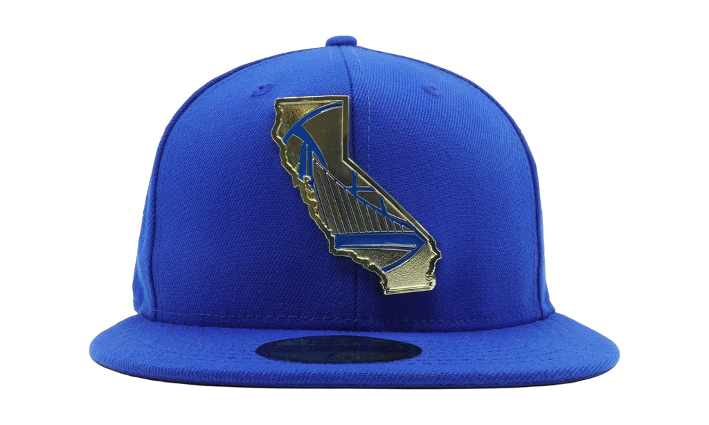 59FIFTY Golden State Warriors Gold State Metal Badge Fitted Hat Royal Blue NE1152