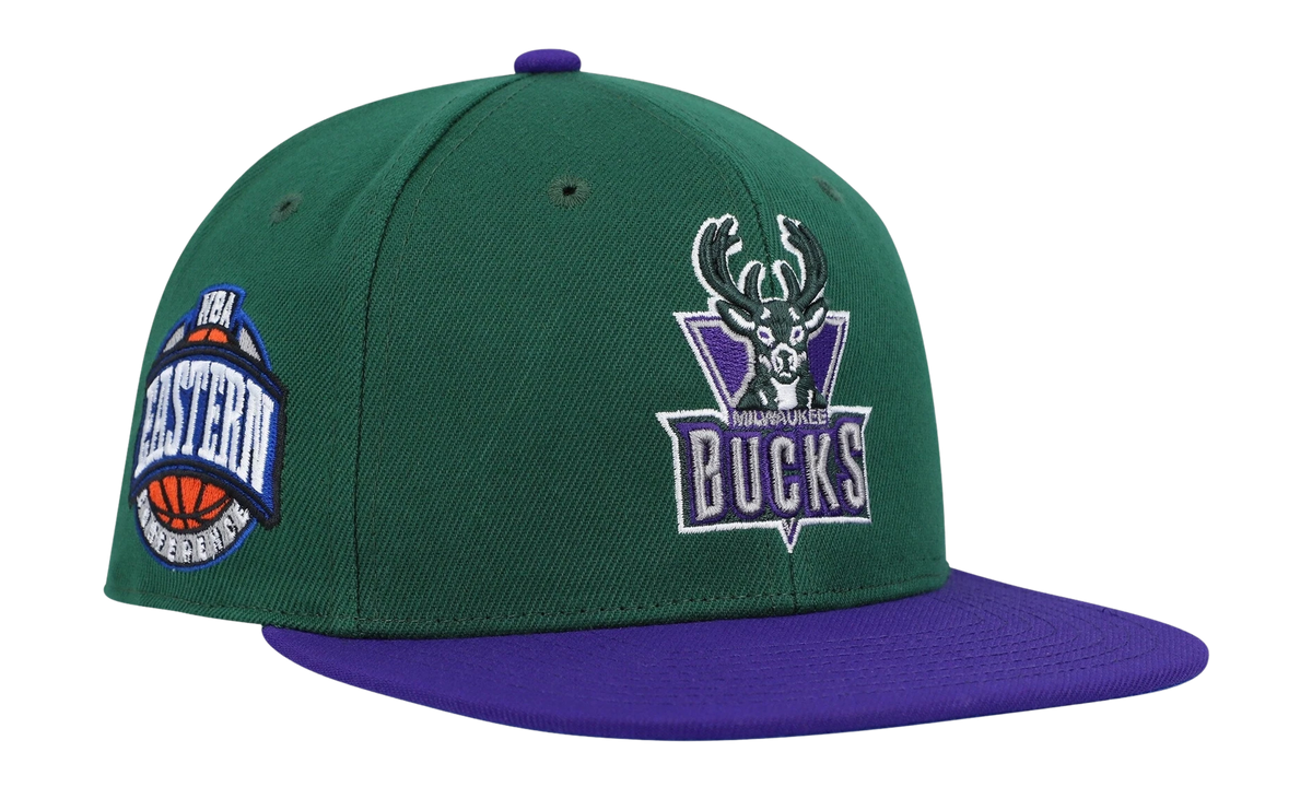 NBA Coast 2 Coast Fitted Cap Milwaukee Bucks - Green / Purple 6HSFSH22051 MBUGREN