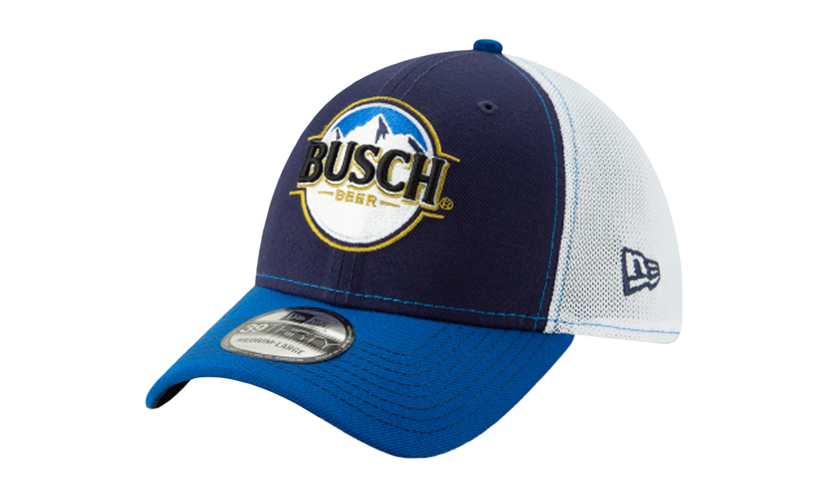 39THIRTY Busch Beer NASCAR Kevin Harvick Flex Fit Hat Navy and White / Blue - Visor NE709