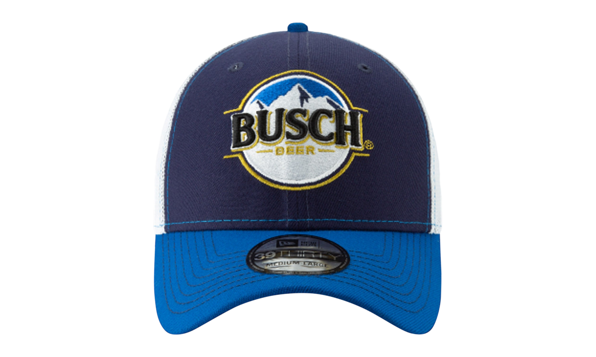 39THIRTY Busch Beer NASCAR Kevin Harvick Flex Fit Hat Navy and White / Blue - Visor NE709