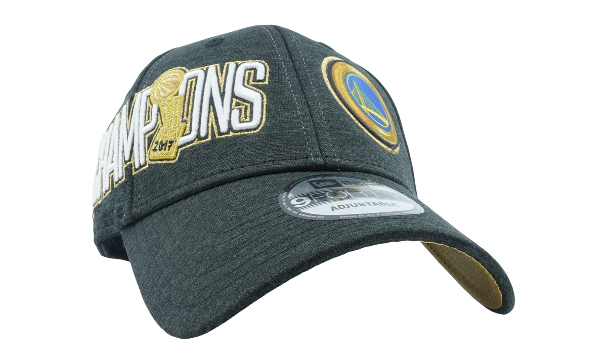 9FORTY Golden State Warriors 2017 Champions Snapback Hat Heather Grey / Yellow and Black Pixels - Under Brim NE1158