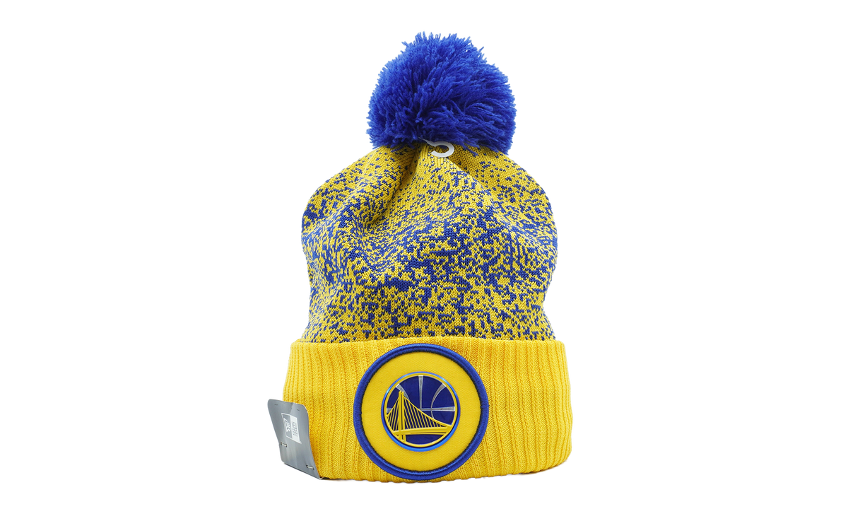 Golden State Warriors On The Court Pom Beanie Yellow / Blue Dots NE634