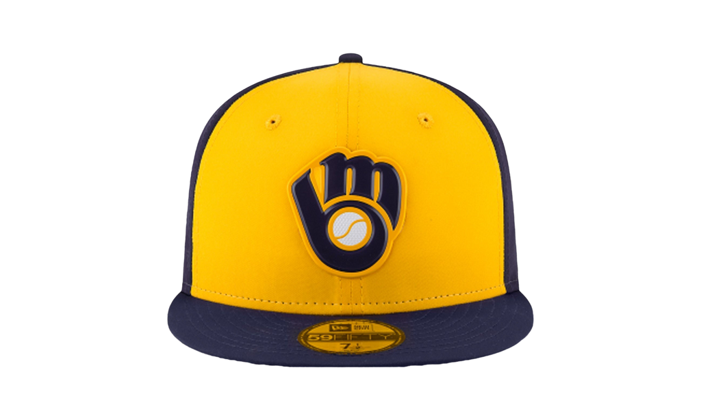 59FIFTY Milwaukee Brewers Authentic BP Fitted Hat Yellow / Navy - Brim NE654