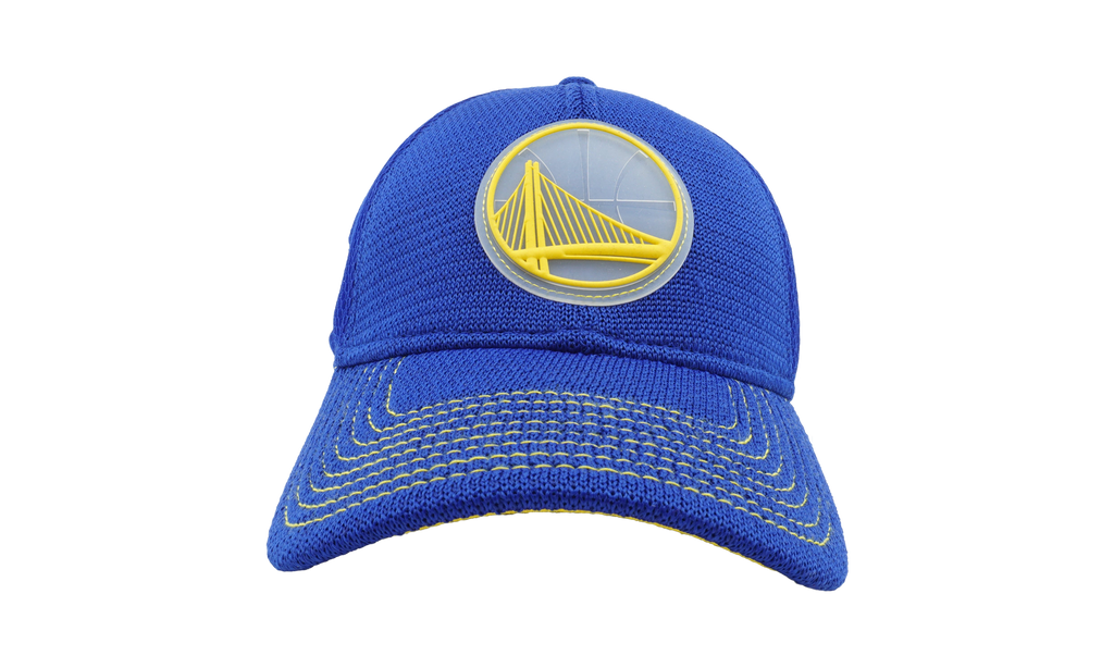 39THIRTY Golden State Warriors 2018 Rubber Logo Flex Fit Hat Blue / Yellow - Under Brim NE651
