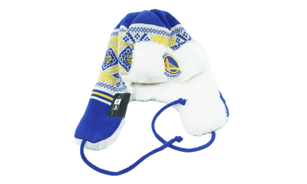 Golden State Warriors Festive Trapper Beanie Blue / White / Yellow NE1137