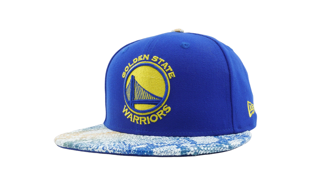 9FIFTY Golden State Warriors Visor Craze Snapback Hat Blue / Craze Pattern - Brim NE575