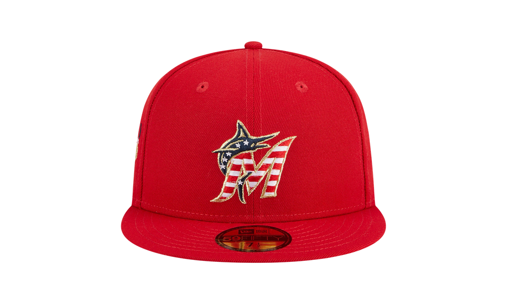 59FIFTY Miami Marlins Fourth Of July Fitted Hat Red / Grey - Under Brim NE909