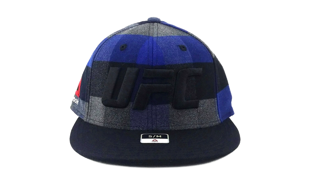 UFC Buffalo Plaid Flannel FVF Flex Hat Blue / Grey / Black M850Z 003 UUFC